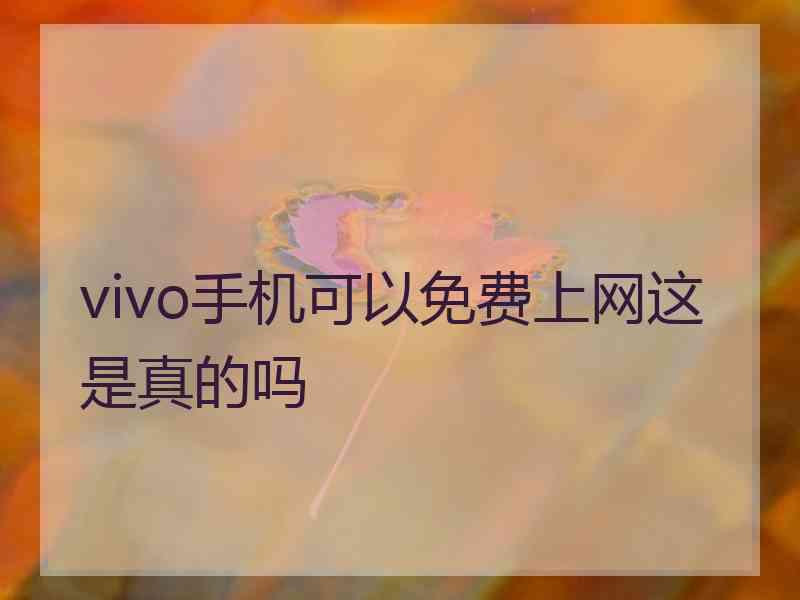 vivo手机可以免费上网这是真的吗