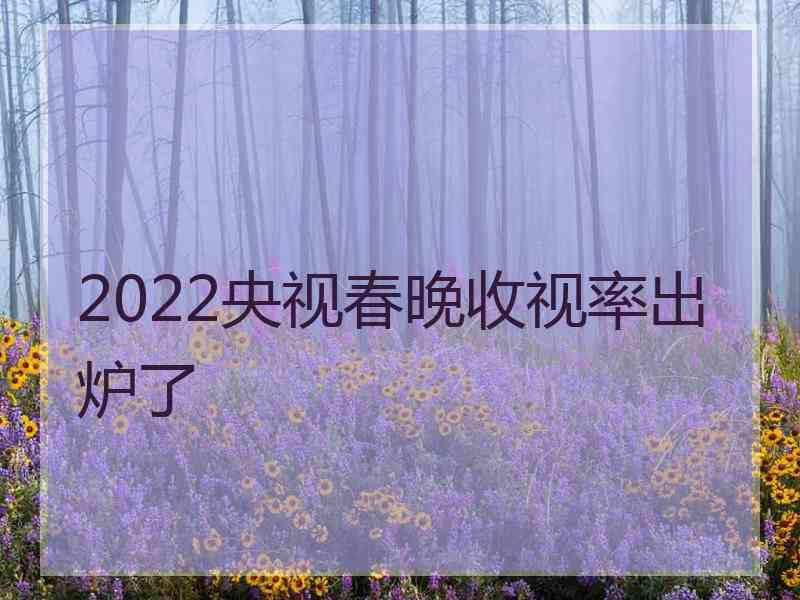 2022央视春晚收视率出炉了