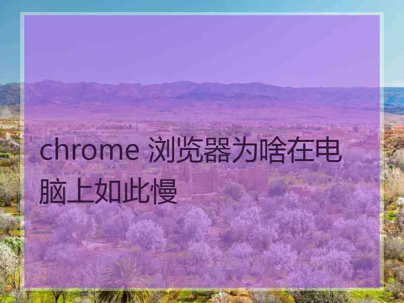 chrome 浏览器为啥在电脑上如此慢