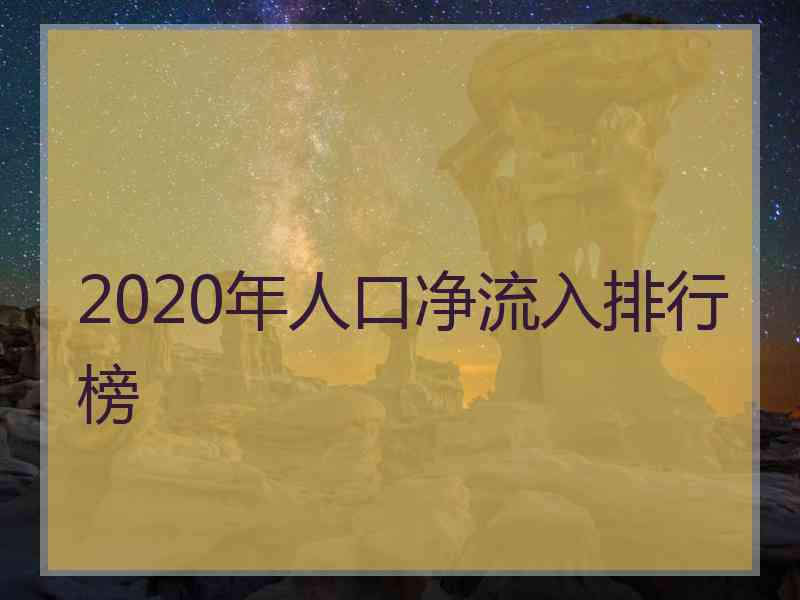 2020年人口净流入排行榜