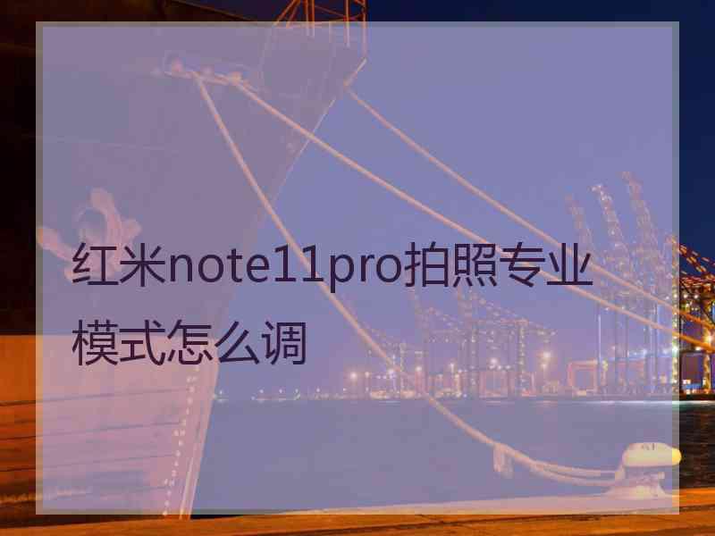 红米note11pro拍照专业模式怎么调