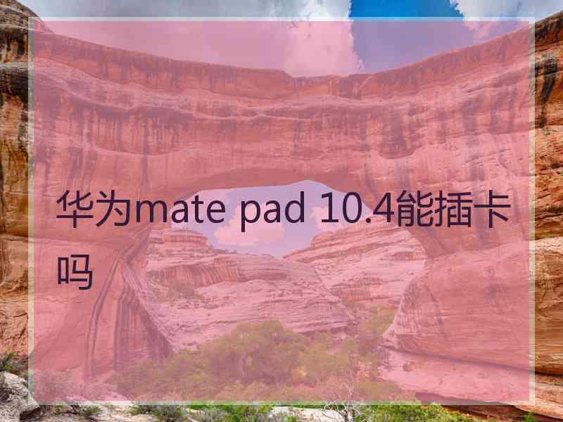 华为mate pad 10.4能插卡吗