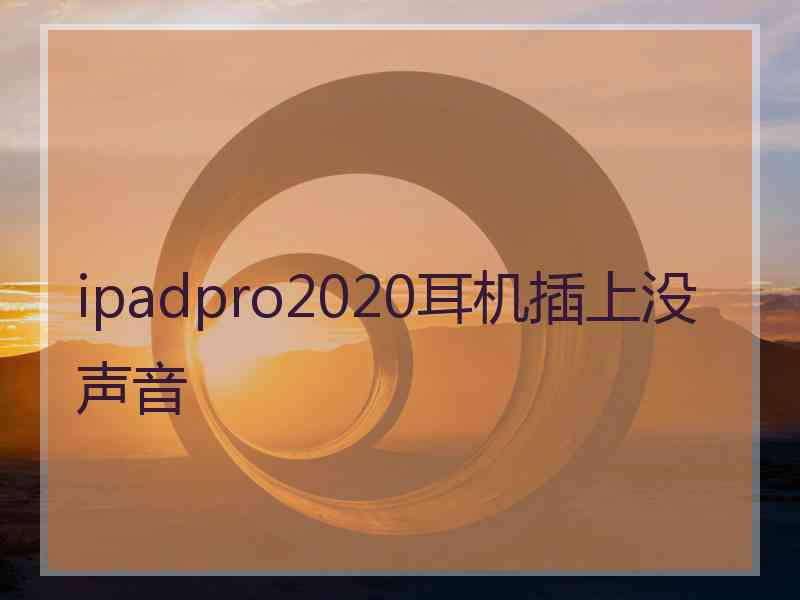 ipadpro2020耳机插上没声音