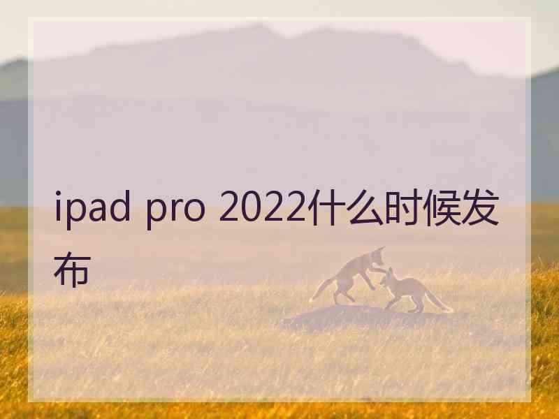 ipad pro 2022什么时候发布