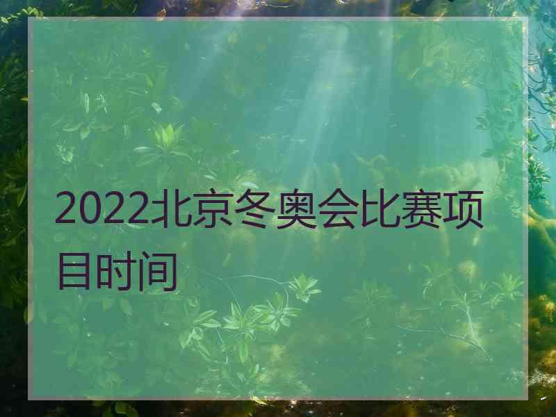 2022北京冬奥会比赛项目时间