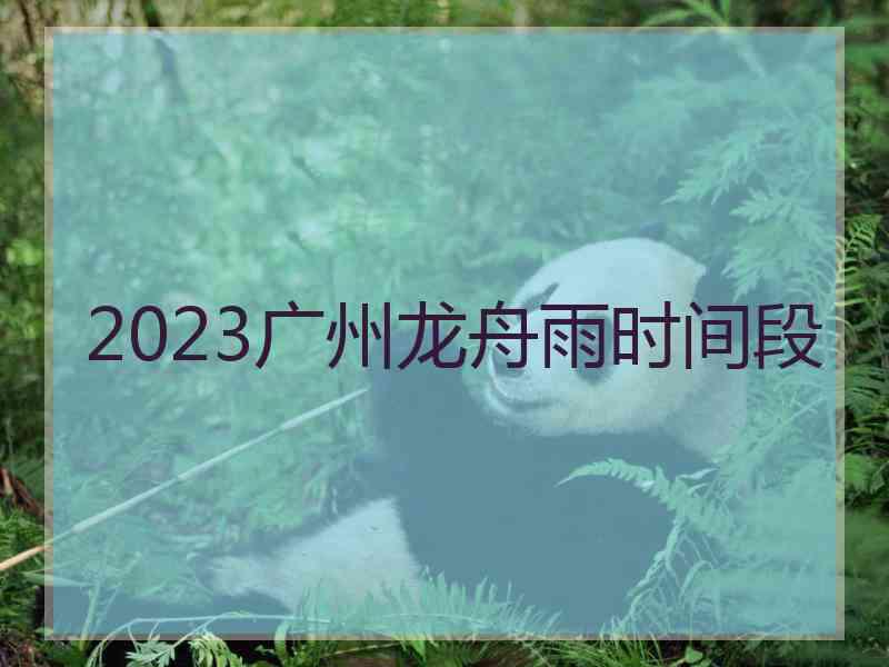 2023广州龙舟雨时间段