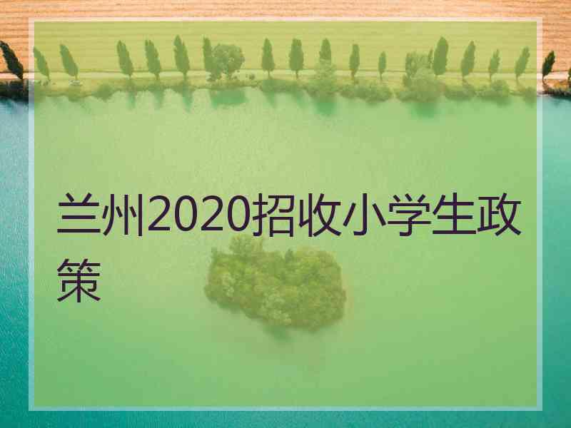 兰州2020招收小学生政策