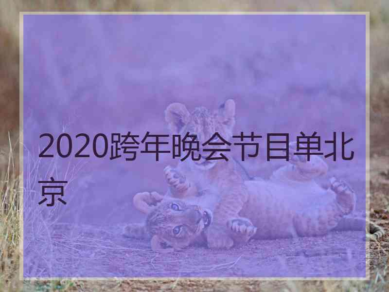 2020跨年晚会节目单北京