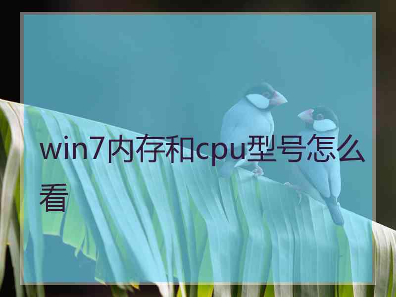 win7内存和cpu型号怎么看