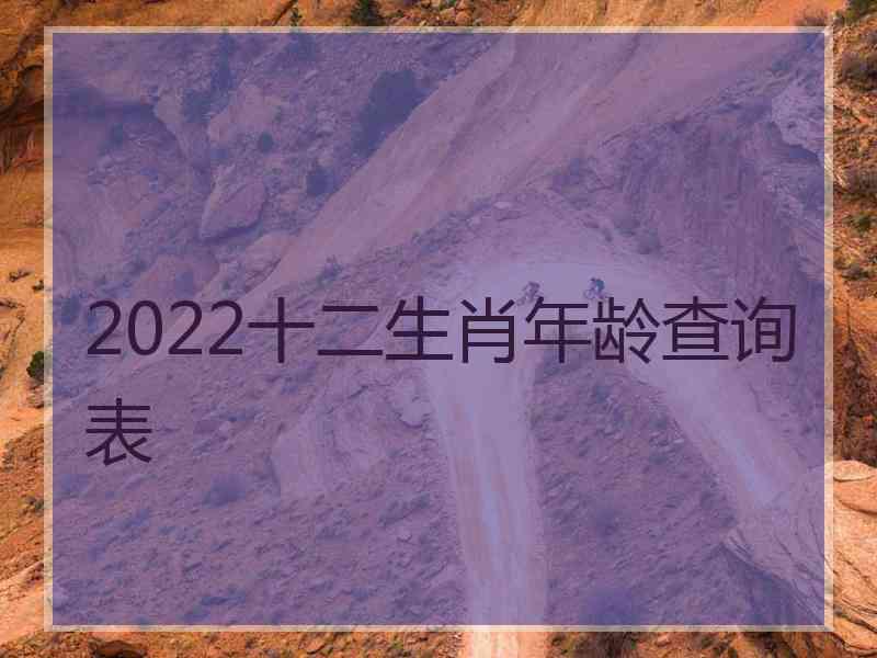 2022十二生肖年龄查询表