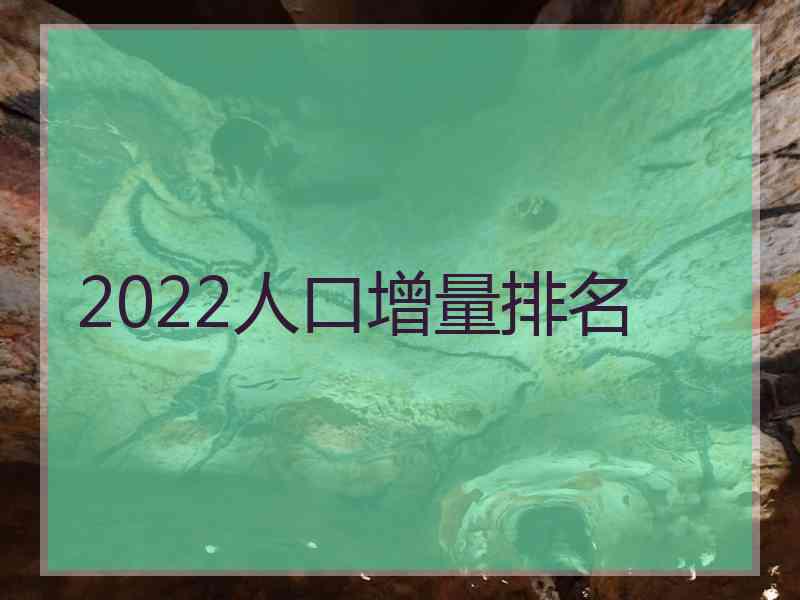 2022人口增量排名