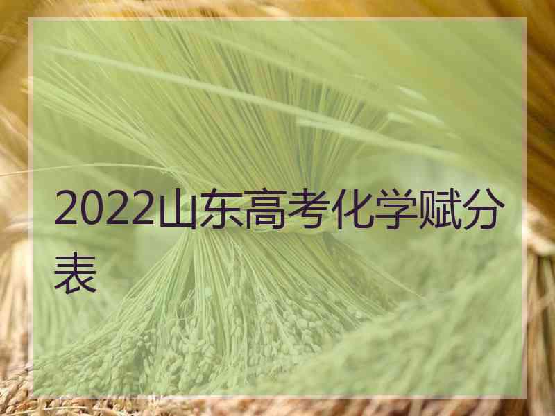 2022山东高考化学赋分表