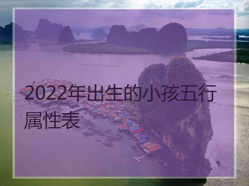 2022年出生的小孩五行属性表