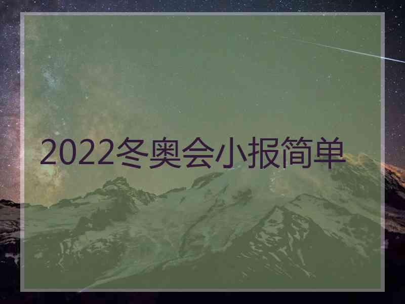 2022冬奥会小报简单