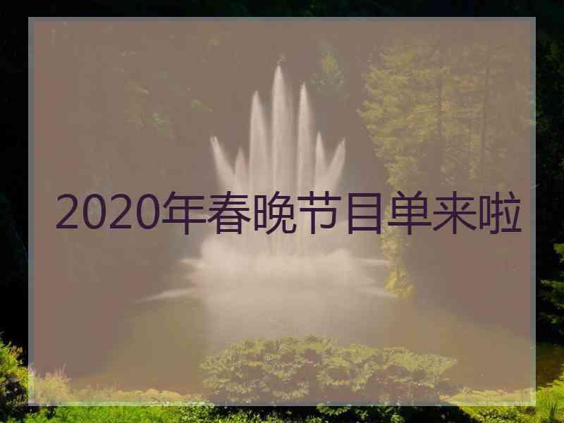 2020年春晚节目单来啦