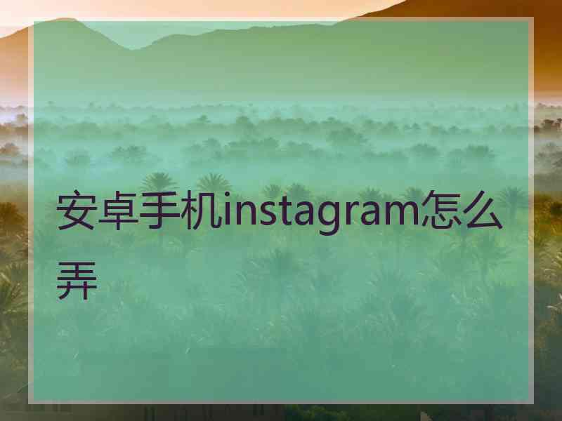 安卓手机instagram怎么弄