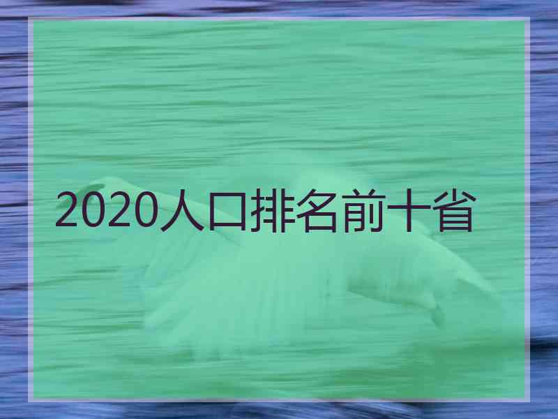 2020人口排名前十省