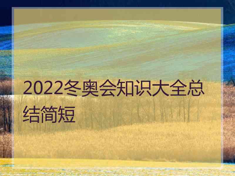 2022冬奥会知识大全总结简短