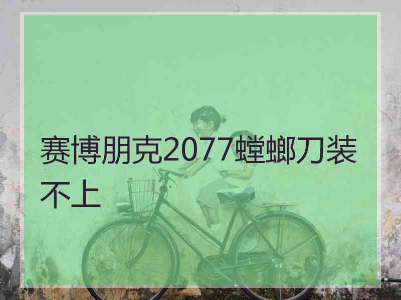 赛博朋克2077螳螂刀装不上