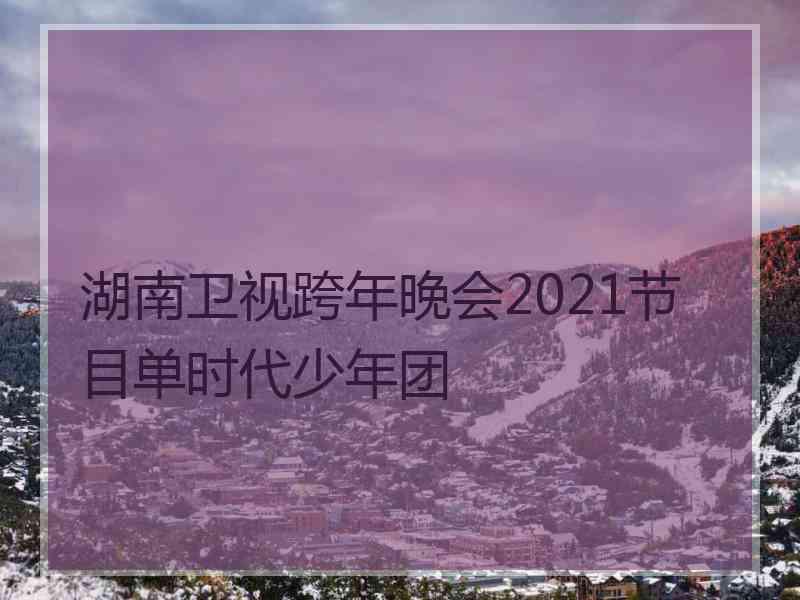 湖南卫视跨年晚会2021节目单时代少年团