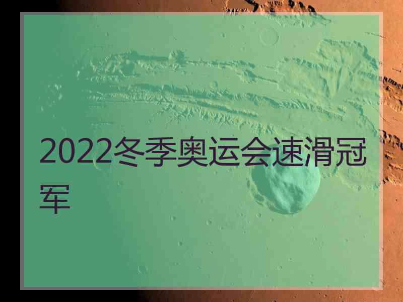 2022冬季奥运会速滑冠军