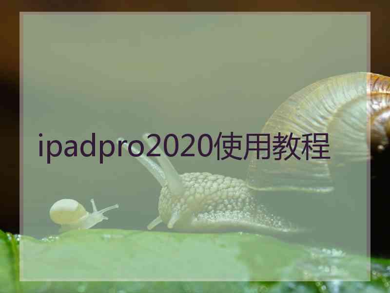 ipadpro2020使用教程