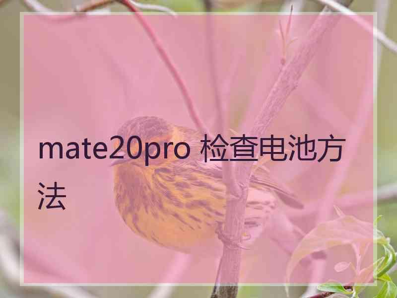 mate20pro 检查电池方法