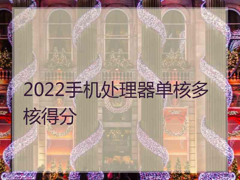 2022手机处理器单核多核得分