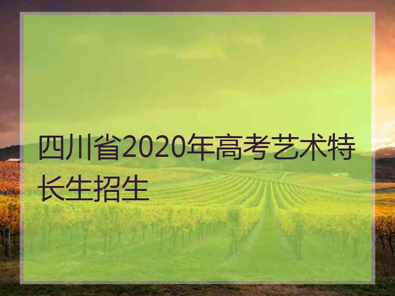 四川省2020年高考艺术特长生招生