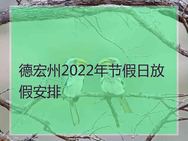 德宏州2022年节假日放假安排