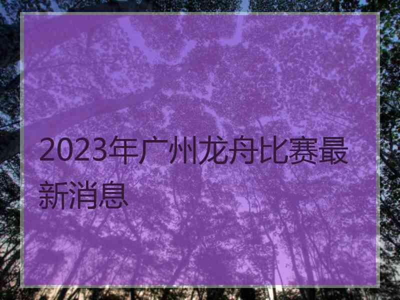 2023年广州龙舟比赛最新消息