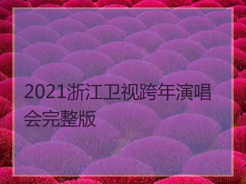 2021浙江卫视跨年演唱会完整版