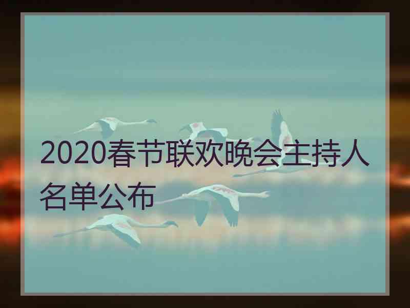 2020春节联欢晚会主持人名单公布