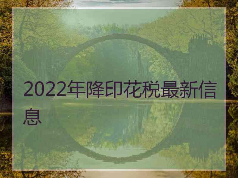 2022年降印花税最新信息