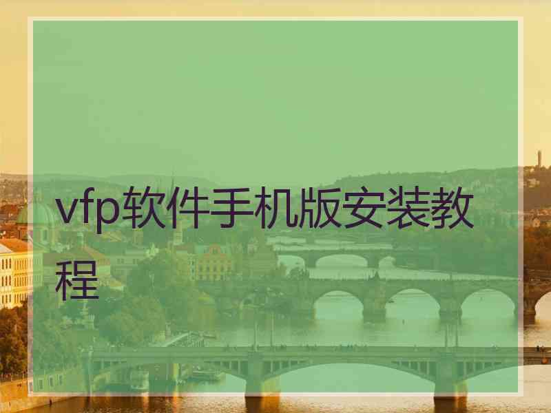 vfp软件手机版安装教程