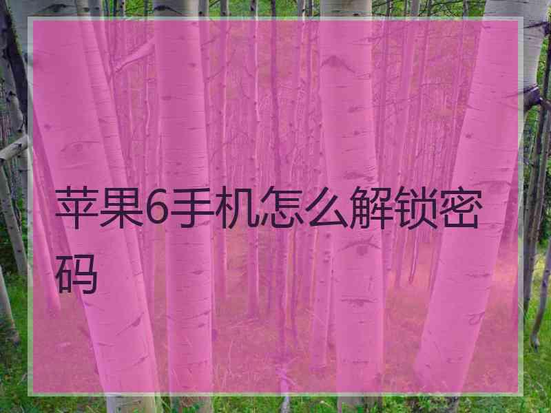 苹果6手机怎么解锁密码