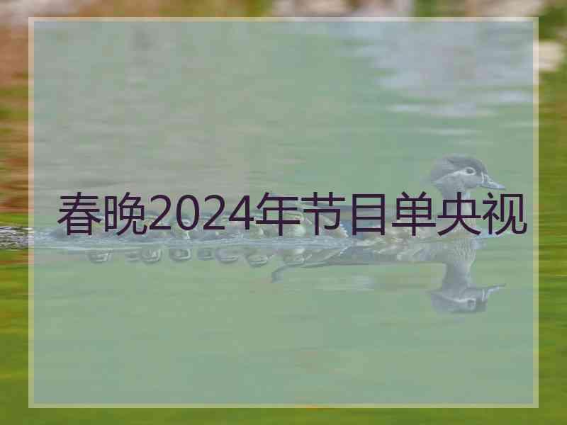 春晚2024年节目单央视