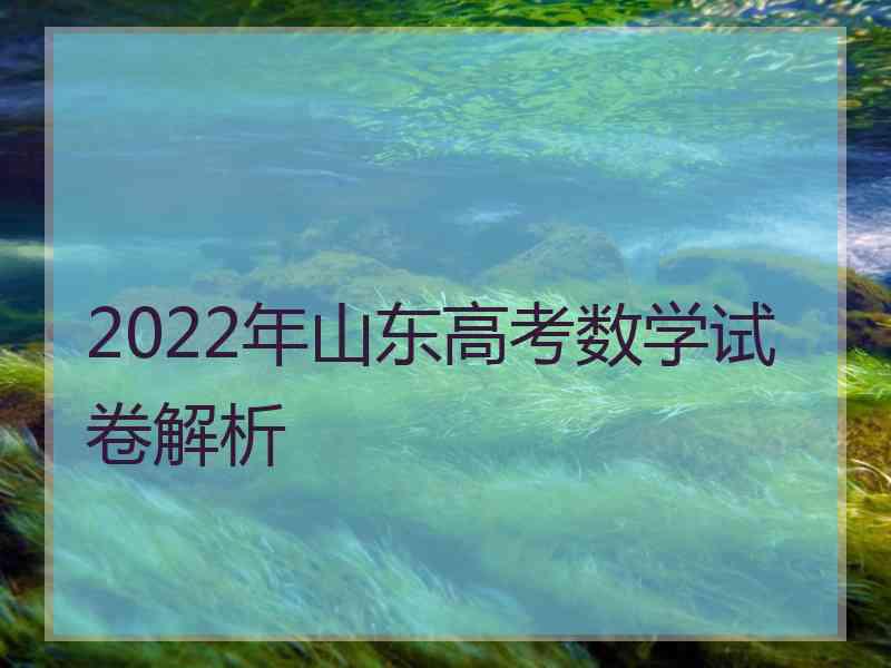 2022年山东高考数学试卷解析