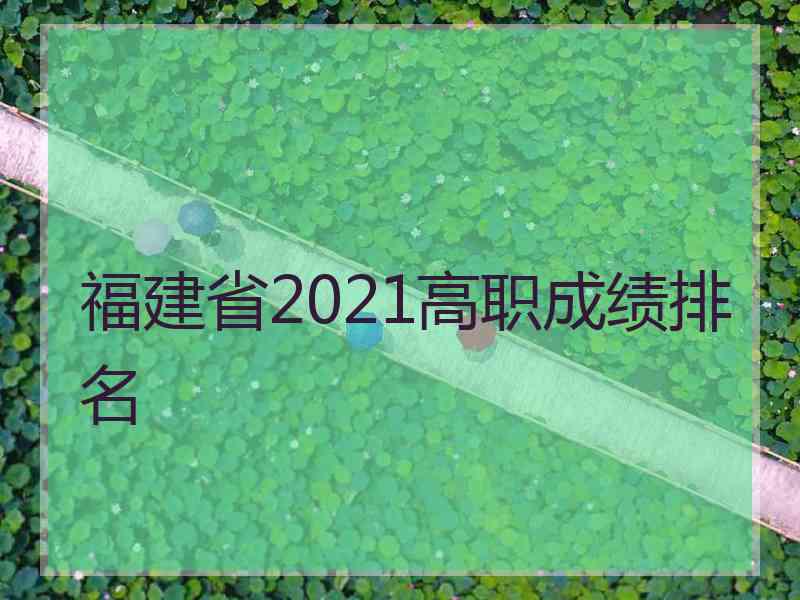 福建省2021高职成绩排名