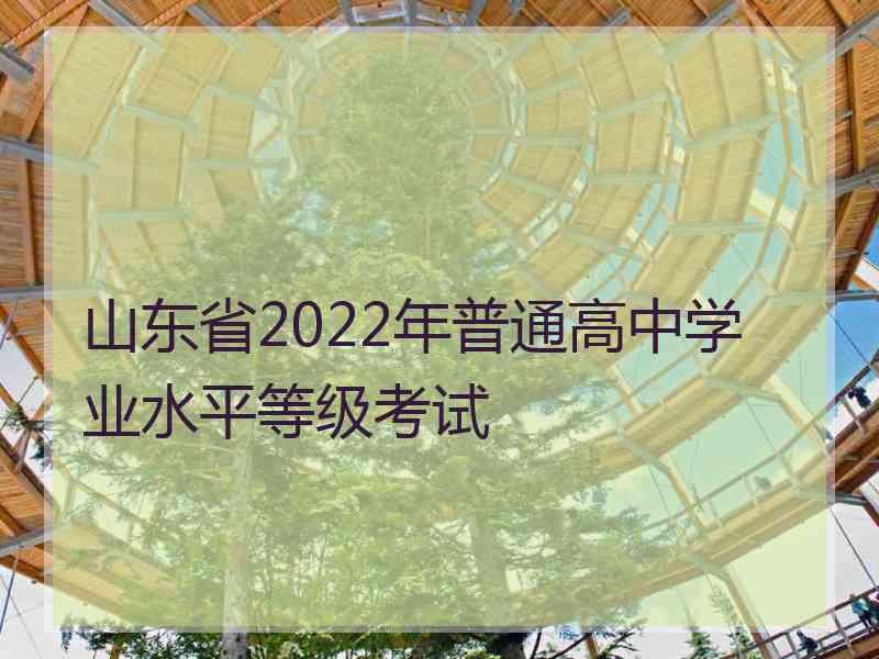 山东省2022年普通高中学业水平等级考试