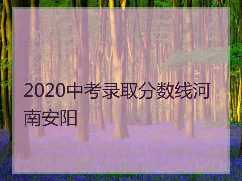 2020中考录取分数线河南安阳