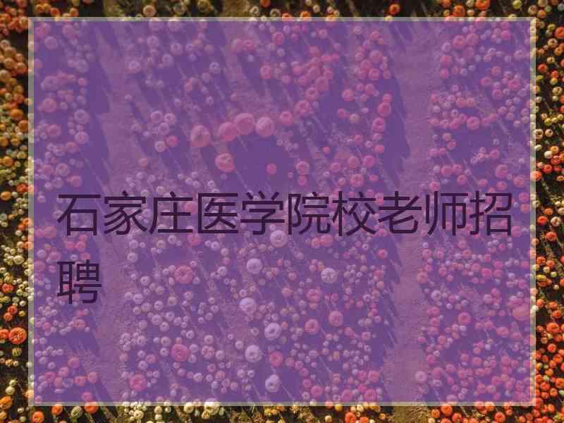 石家庄医学院校老师招聘