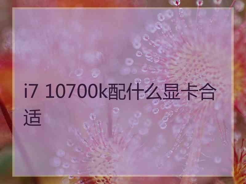 i7 10700k配什么显卡合适