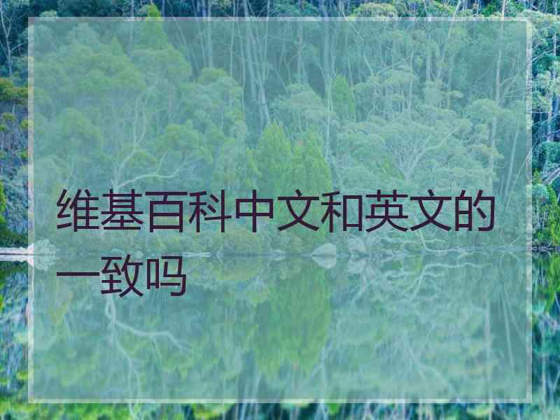 维基百科中文和英文的一致吗