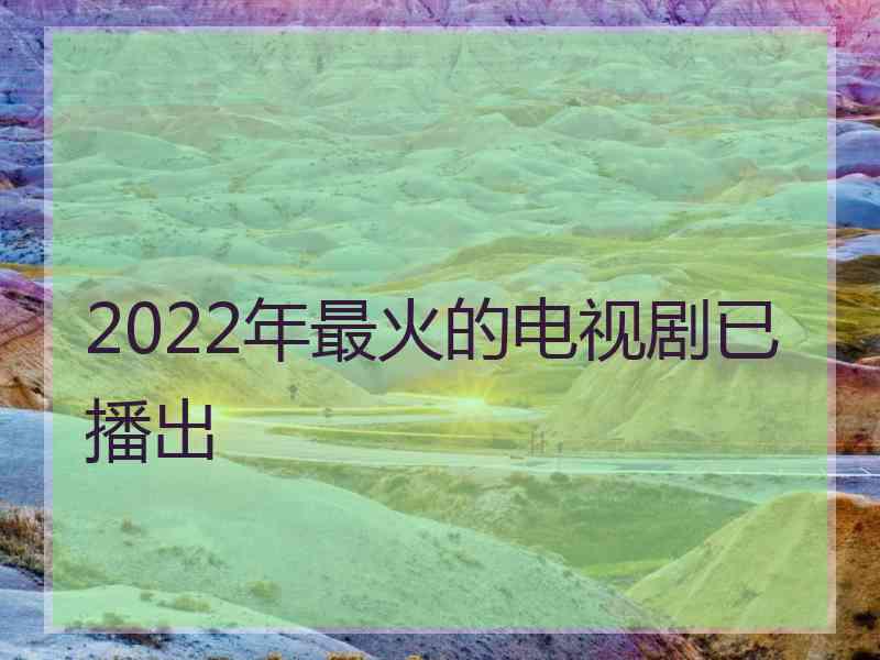 2022年最火的电视剧已播出