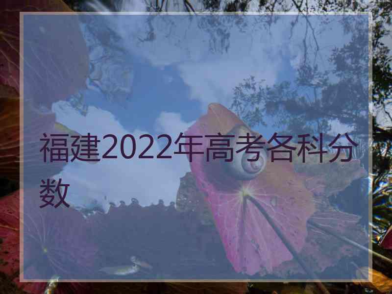 福建2022年高考各科分数