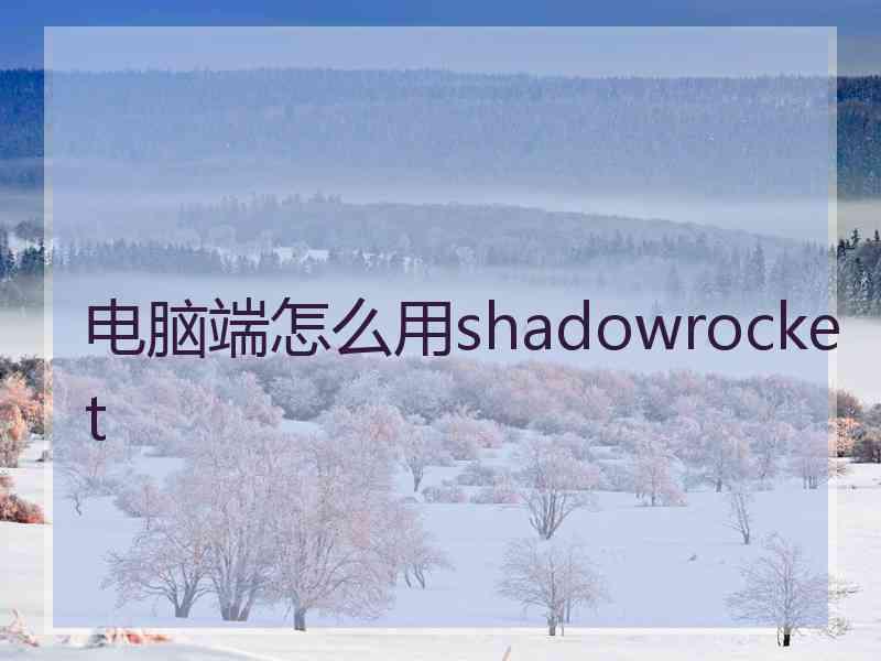 电脑端怎么用shadowrocket