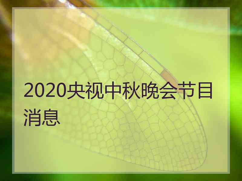 2020央视中秋晚会节目消息