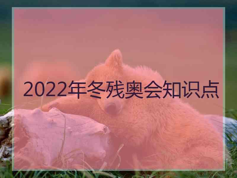 2022年冬残奥会知识点