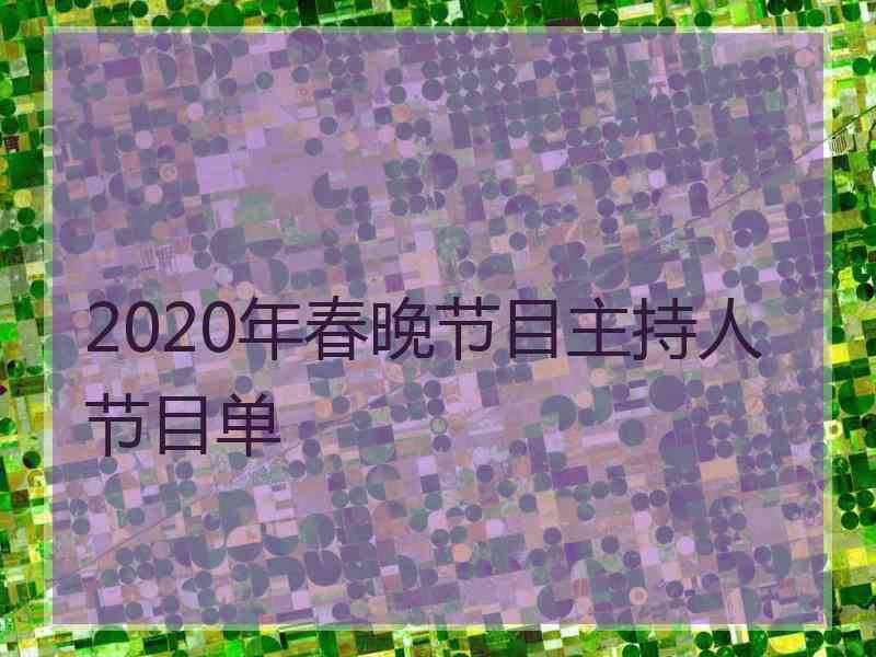 2020年春晚节目主持人节目单